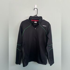 Goldwin Men’s Black Green Accent Quarter Zip Long Sleeve Track Pullover Sz M
